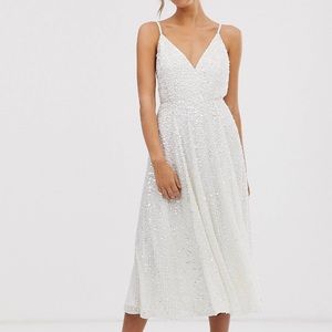 Open back white midi dress, only worn once!